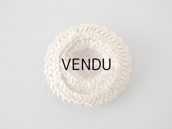 画像6: アンティーク ミニョネット用 とても小さなストローハット ブルーのシルクリボン ドール用 (6)