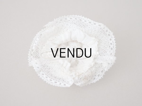 画像9: アンティーク ミニョネット用 とても小さな帽子 リボン＆手編みのレース ドール用 (9)