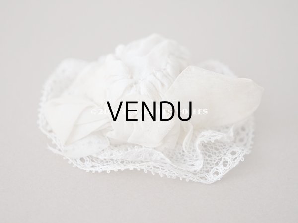 画像8: アンティーク ミニョネット用 とても小さな帽子 リボン＆手編みのレース ドール用 (8)