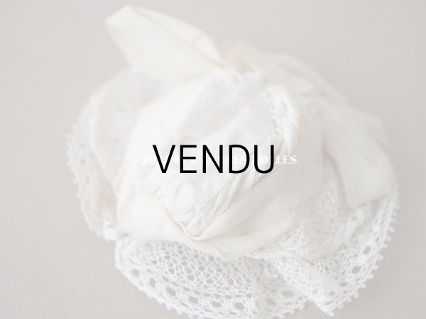 画像6: アンティーク ミニョネット用 とても小さな帽子 リボン＆手編みのレース ドール用 (6)