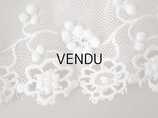 画像3: 1900年代 アンティーク スカラップレース 花のモチーフ ポンポン付 50cm  (3)