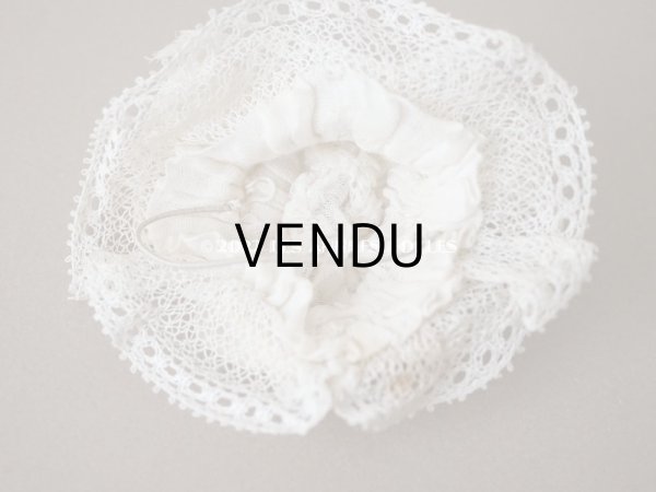 画像10: アンティーク ミニョネット用 とても小さな帽子 リボン＆手編みのレース ドール用 (10)