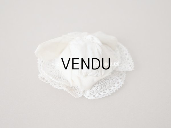 画像4: アンティーク ミニョネット用 とても小さな帽子 リボン＆手編みのレース ドール用 (4)