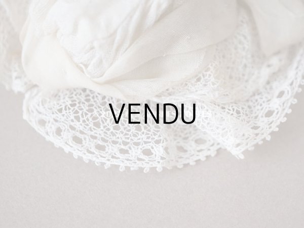 画像7: アンティーク ミニョネット用 とても小さな帽子 リボン＆手編みのレース ドール用 (7)