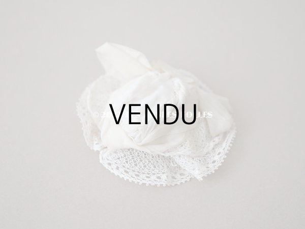 画像5: アンティーク ミニョネット用 とても小さな帽子 リボン＆手編みのレース ドール用 (5)