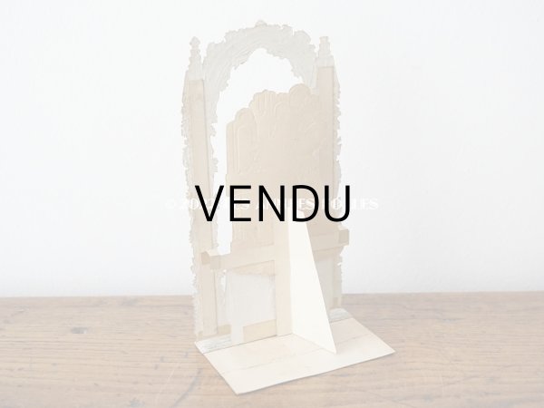 画像7: アンティーク  初聖体の立体カニヴェ 淡いピンクの薔薇の柱 ポップアップ クロモ (7)