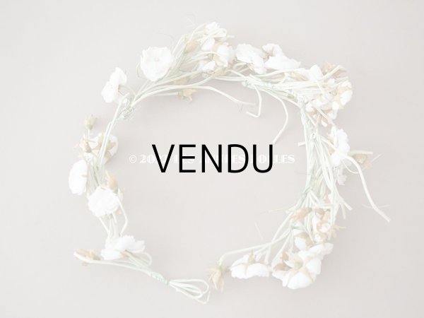 画像3: アンティーク 薔薇の大きな花冠 オフホワイト 布花のティアラ (3)