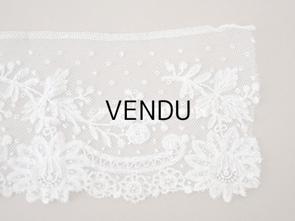 画像9: アンティーク  薔薇模様　手編みのボビンレース アプリカシオン・アングルテール 1.7m 幅9cm   (9)