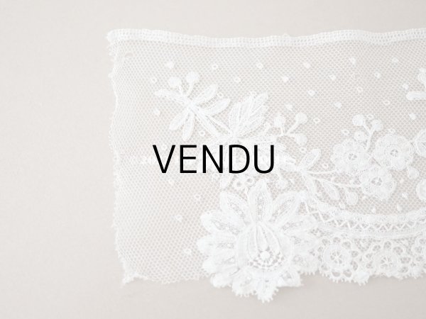 画像8: アンティーク  薔薇模様　手編みのボビンレース アプリカシオン・アングルテール 1.7m 幅9cm   (8)