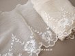 画像1: アンティーク リボン柄の刺繍入り 幅広チュールレース 幅23.5cm (1)