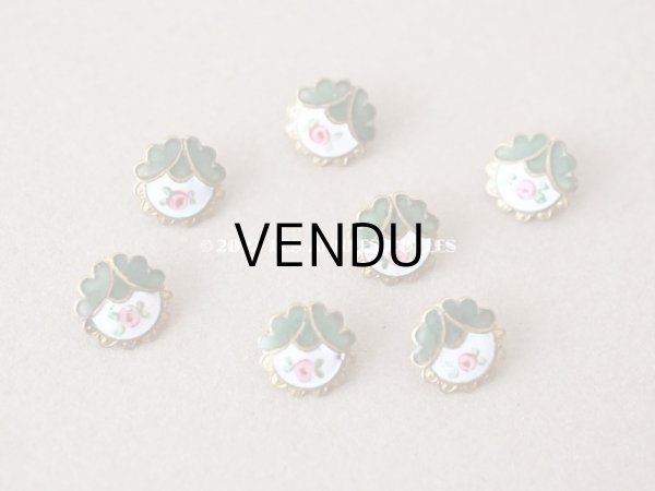 画像5: アンティーク ドール用 極小 エナメル ボタン 薔薇 ハンドペイント 9mm ピース売り (5)