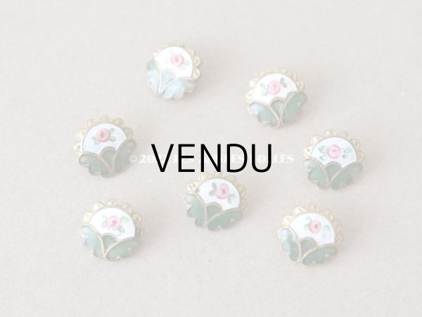画像3: アンティーク ドール用 極小 エナメル ボタン 薔薇 ハンドペイント 9mm ピース売り (3)