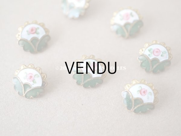 画像4: アンティーク ドール用 極小 エナメル ボタン 薔薇 ハンドペイント 9mm ピース売り (4)