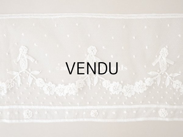 画像4: アンティーク  花のガーランド　幅広 手編みのボビンレース アプリカシオン・アングルテール 1.68m 幅16.4cm   (4)