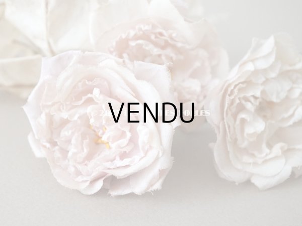 画像8:  アンティーク 薔薇の布花 4輪のブーケ クォーターロゼット咲き パウダーピンク (8)