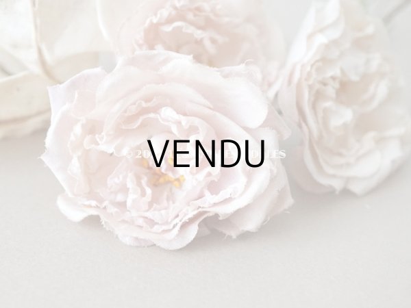 画像7:  アンティーク 薔薇の布花 4輪のブーケ クォーターロゼット咲き パウダーピンク (7)