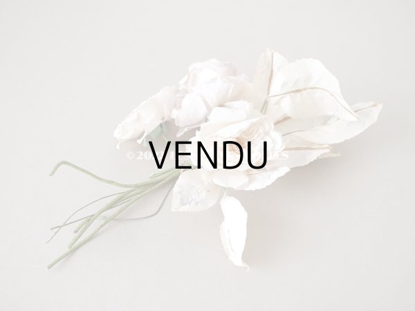 画像3:  アンティーク 薔薇の布花 4輪のブーケ クォーターロゼット咲き パウダーピンク (3)