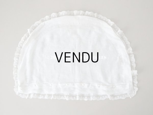 画像9: 19世紀末 アンティーク  王冠紋章＆イニシャル刺繍入り　小さなピローケース 手編みのヴァランシエンヌレース (9)