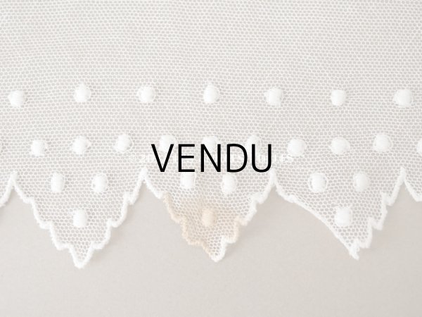 画像8: アンティーク ドット刺繍入り　スカラップ チュールレース オフホワイト　2.65m 幅11cm (8)