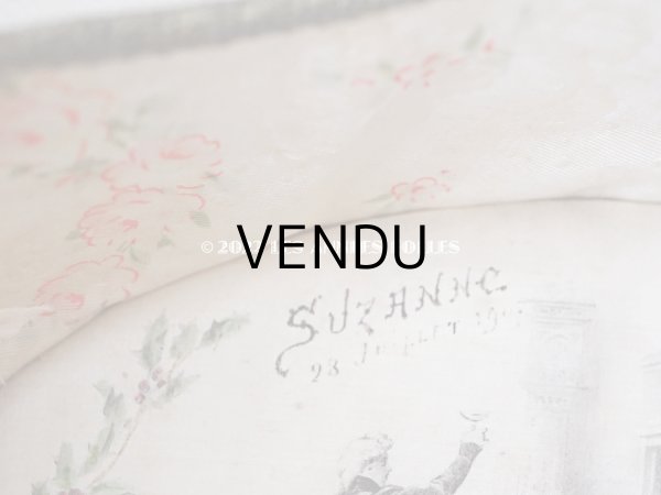 画像6: 1907年 アンティーク ピンクのリボンが結ばれた　バテムのシルク製パニエ　薔薇模様 (6)