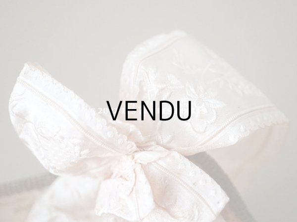 画像14: 1907年 アンティーク ピンクのリボンが結ばれた　バテムのシルク製パニエ　薔薇模様 (14)