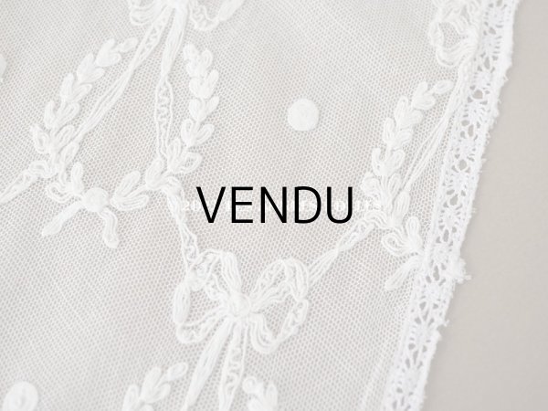 画像8: アンティーク カーテン用 チュールレース リボン&リーフのメダイヨン 290×58〜60cm (8)