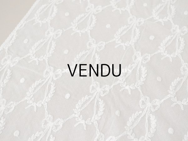 画像9: アンティーク カーテン用 チュールレース リボン&リーフのメダイヨン 290×58〜60cm (9)