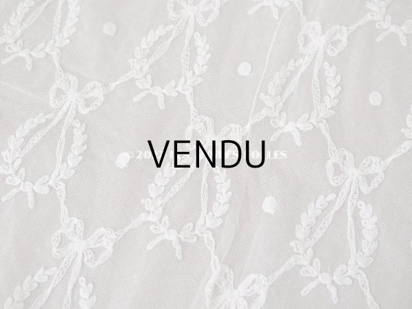 画像4: アンティーク カーテン用 チュールレース リボン&リーフのメダイヨン 290×58〜60cm (4)