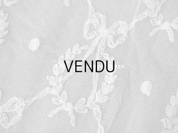 画像3: アンティーク カーテン用 チュールレース リボン&リーフのメダイヨン 290×58〜60cm (3)