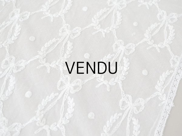 画像10: アンティーク カーテン用 チュールレース リボン&リーフのメダイヨン 290×58〜60cm (10)