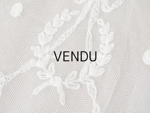 画像6: アンティーク カーテン用 チュールレース リボン&リーフのメダイヨン 290×58〜60cm (6)