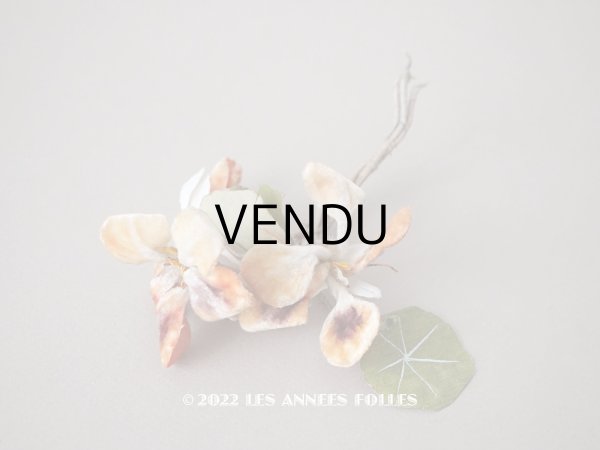 画像1: アンティーク ベルベットの布花　パープル＆オレンジ (1)
