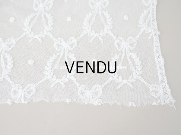 画像11: アンティーク カーテン用 チュールレース リボン&リーフのメダイヨン 290×58〜60cm (11)