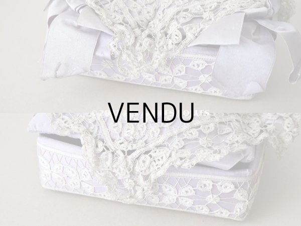 画像5: 19世紀末　アンティーク 大きなリボンが結ばれた ソーイングボックス　ラヴェンダー　ボビンレース (5)