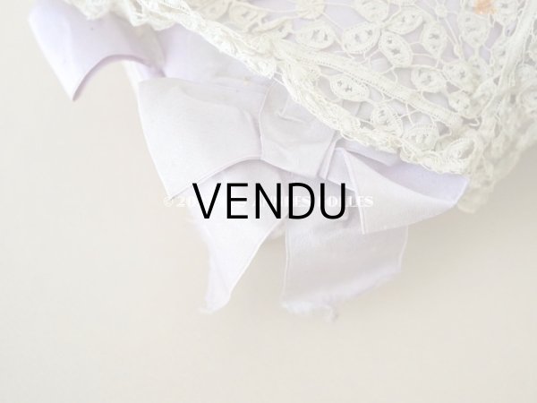 画像10: 19世紀末　アンティーク 大きなリボンが結ばれた ソーイングボックス　ラヴェンダー　ボビンレース (10)