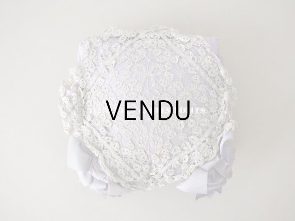 画像3: 19世紀末　アンティーク 大きなリボンが結ばれた ソーイングボックス　ラヴェンダー　ボビンレース (3)