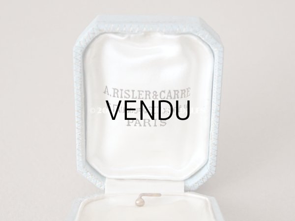 画像8: 1899年 アンティーク イニシャル A.C  本革製 ジュエリーボックス 金彩入り スモーキーブルー (8)