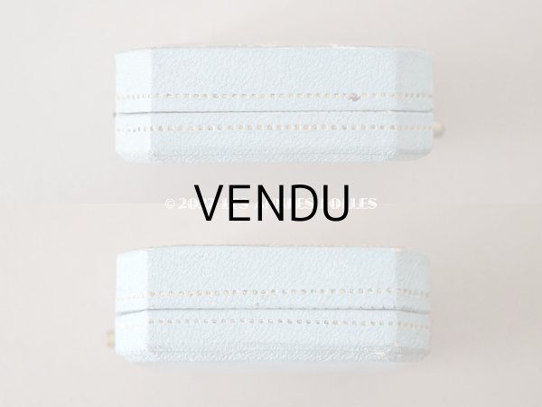 画像5: 1899年 アンティーク イニシャル A.C  本革製 ジュエリーボックス 金彩入り スモーキーブルー (5)