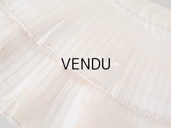 画像7: アンティーク  シルク製 2段プリーツリボン ピンクベージュ 7.5cm幅   (7)