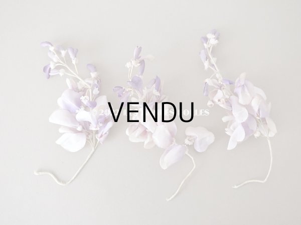 画像4: アンティーク 布花 藤の花 ウィステリア 薄紫　3点セット (4)