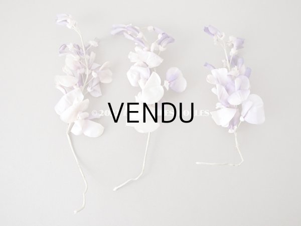 画像10: アンティーク 布花 藤の花 ウィステリア 薄紫　3点セット (10)