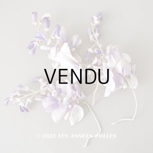 画像: アンティーク 布花 藤の花 ウィステリア 薄紫　3点セット