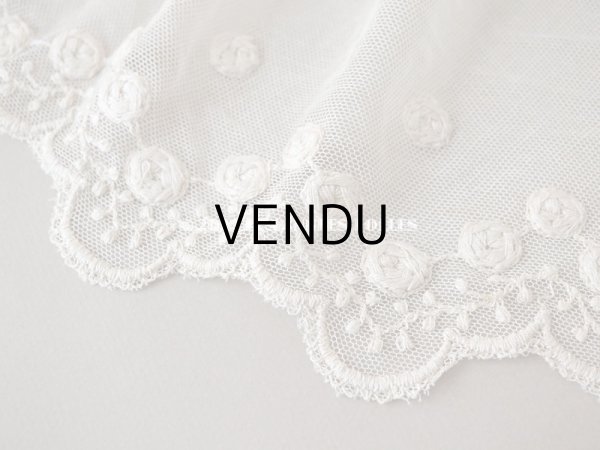 画像5: アンティーク 幅広 薔薇の刺繍入りレース　エクリュ　幅16cm (5)
