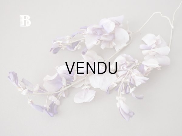 画像9: アンティーク 布花 藤の花 ウィステリア 薄紫　3点セット (9)