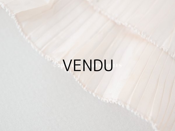 画像8: アンティーク  シルク製 2段プリーツリボン ピンクベージュ 7.5cm幅   (8)