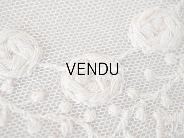 画像8: アンティーク 幅広 薔薇の刺繍入りレース　エクリュ　幅16cm (8)