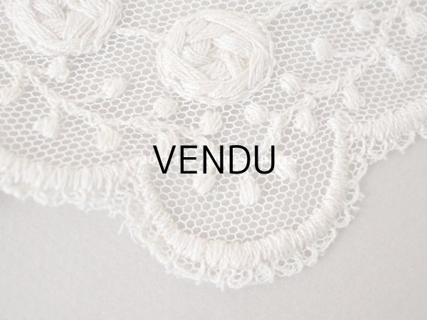 画像7: アンティーク 幅広 薔薇の刺繍入りレース　エクリュ　幅16cm (7)