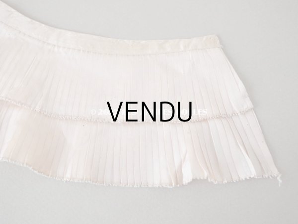 画像6: アンティーク  シルク製 2段プリーツリボン ピンクベージュ 7.5cm幅   (6)