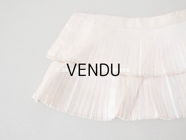 画像4: アンティーク  シルク製 2段プリーツリボン ピンクベージュ 7.5cm幅   (4)