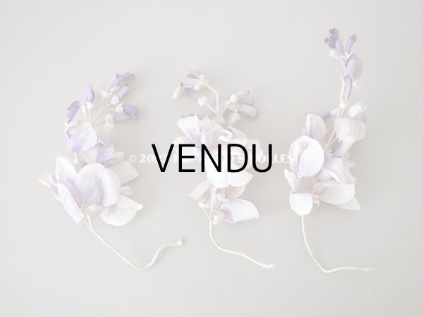 画像5: アンティーク 布花 藤の花 ウィステリア 薄紫　3点セット (5)